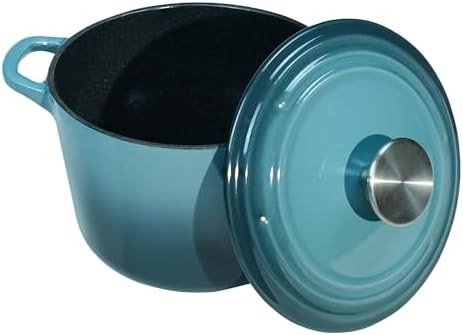 Flavehc Dutch Oven Pot with Lid 1.8 Qt Cast Iron Dutch Oven for Bread Baking, Slateblue Enameled Cast Iron Rice Pot, Small Deep Dutch Oven for Rice, Beans & Side Dishes - Image 5