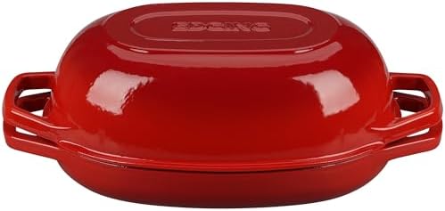 EDGING CASTING Enameled Cast Iron Oval Dutch Oven Pot with Lid, Dutch Oven for Sourdough Bread Baking, Bread Oven, Bread Dutch Oven, Oval Bread Pan, 5qt, Red - Image 6