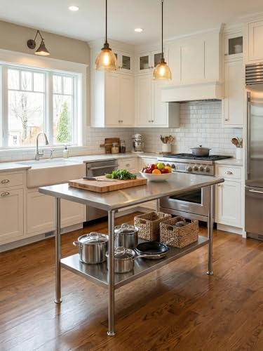 Atelicf NSF Stainless Steel Prep Table 30X60 inch, Rounded Flat Top - Image 2