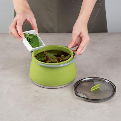 Restaurantware 1L Green Silicone Collapsible Kettle, 20 Pack - Image 4