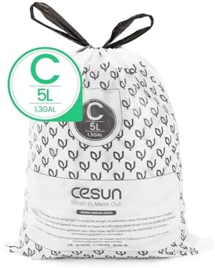 Cesun Code C Pre Cut Drawstring Trash Bags 90 Count, 1.3 Gallon / 5 Liter - Image 2