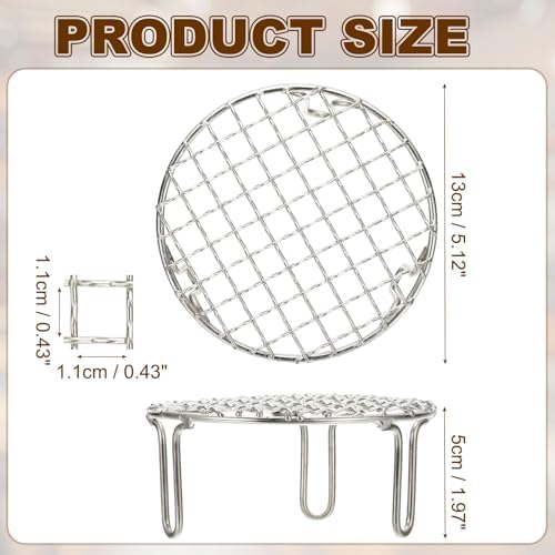 uxcell 5 Inch Round Cooking Rack, Stainless Steel Canning Racks with Legs, Barbecue Mesh Grill for Baking Cooling Steaming Cookware - Image 2