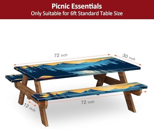 6ft 72in Picnic Table and Bench Cover, 3 Pack, Lakeside Ember - Image 2