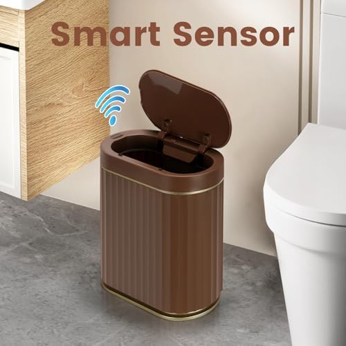 ELPHECO Bathroom Trash Can with Lid, 2 Gallon, Automatic Lid, Brown Gold - Image 3