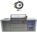 Mont Alpi MAi805-DFC-NG 6-Burner 115000 BTU Deluxe Stainless Steel Modular Outdoor Kitchen Island Grill with MANGK Natural Gas Conversion Kit + Fridge Cabinet, Granite Countertops & 2 Infrared Burners by MontAlpi