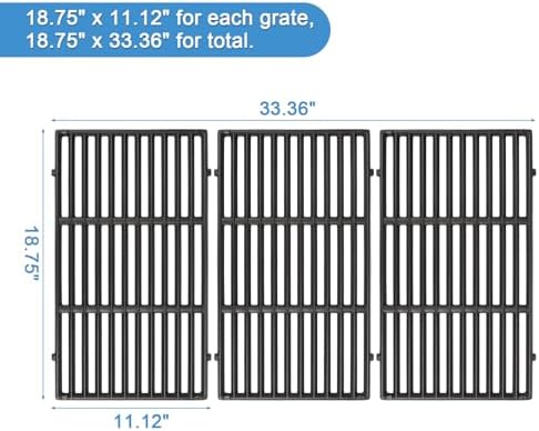 Grill Grates for Weber Genesis II - GS4 Cooking Grate Replacements for Weber 66089 66097, Cast Iron, 18.75" - Image 2