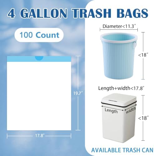BYSNOW 4 Gallon 100 Counts Small Drawstring Trash Bags, Clear Garbage Bags - Image 2