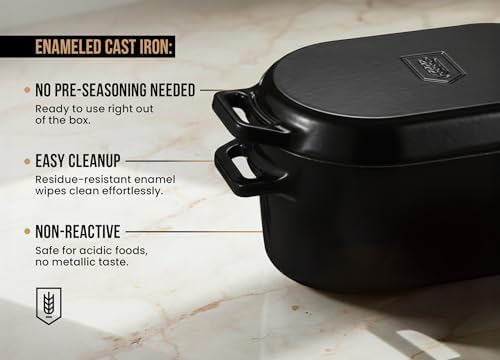 Kook Dutch Oven, For Sourdough Baking, Dual Handles, Enameled Cast Iron, includes Silicone Mat and Sourdough Guide, Dishwasher Safe, Oven safe 500F, 5 Qt, (Black) - Image 4