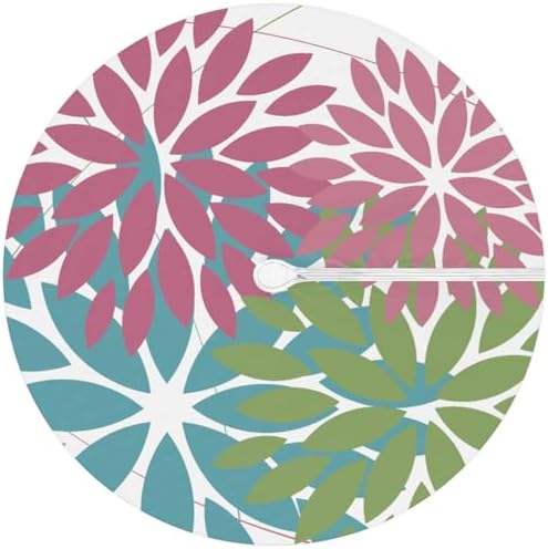 Round Tablecloth with Umbrella Hole and Zipper Elastic Fitted Table Cloth 45"-56" Oil-Proof Waterproof Patio Table Cover for Outdoor Picnic Party, Spring Summer Geometric Elegant Pink Green - Image 6