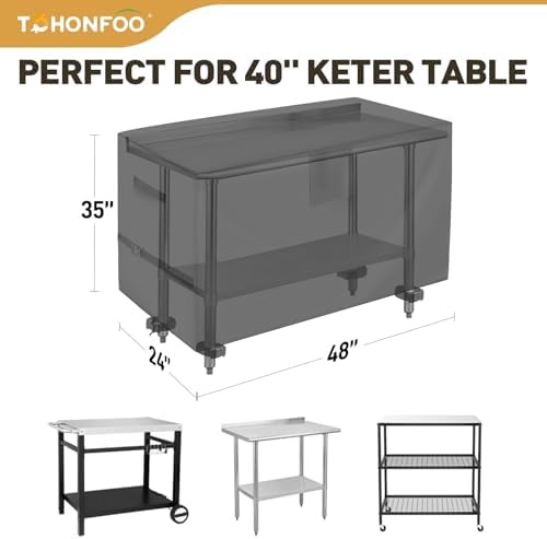 Outdoor Prep Table Cover 48 x 24 x 35in, Compatible with Grill Cart - Image 2