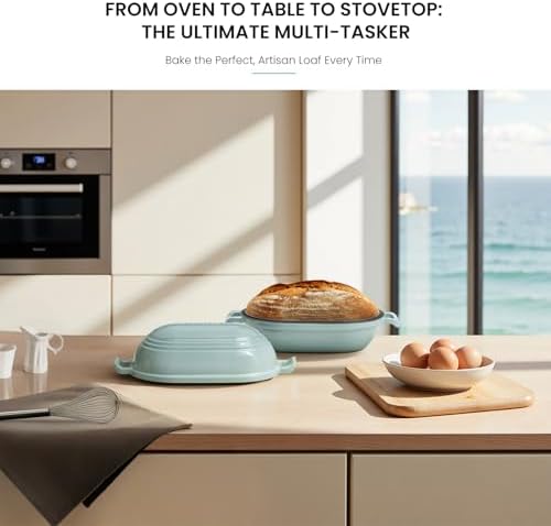 Enameled Cast Iron Dutch Oven for Sourdough Bread Baking,11 x 7 Inch Oval Cast Iron Bread Pan with Lid,Dutch Oven for Homemade Sourdough Baking,5 QT Meatloaf Pan,Oven Safe - Image 7