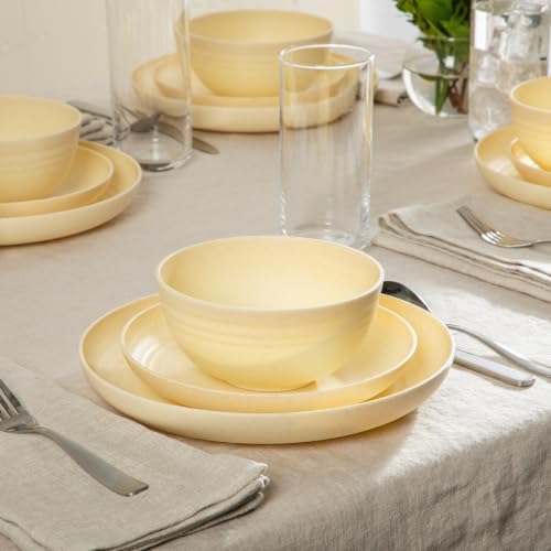 Gibson Home Plates and Bowls Set, 12 Piece Wheat Straw Dinnerware for 4 - Image 2