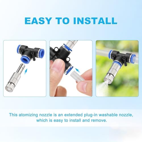 M METERXITY 20-Pack Brass Misting Nozzles, 0.006"/0.15mm Orifice Mister Replacement Heads with Filter Mesh for Cooling System/Landscaping/Humidification, 6mm Low-Pressure Fog Sprayer Nozzle - Image 5