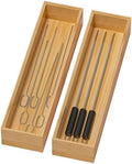 Lixple Bamboo Kitchen Drawer Organizer, 2 Pack, 12" x 3" x 2" by Lixple