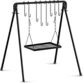 Rossesay Grill Swing Campfire Stand Campfire Cooking Equipment Adjustable Camping Accessories Cookware Hanging Rack with 8 Hooks and Portable Grill Stand for BBQ Picnic Outdoor Party by Rossesay