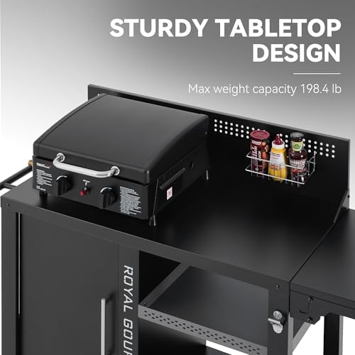 PC4001B 3-Tier Prep & Work Table with Middle Shelf Black - Image 5