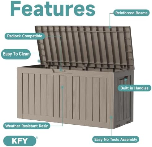 150 Gallon Large Resin Outdoor Storage Box Grey - Image 2