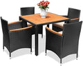 Flamaker Patio Dining Set for 4 Outdoor Acacia Wood Table and Chairs, Gray by Flamaker