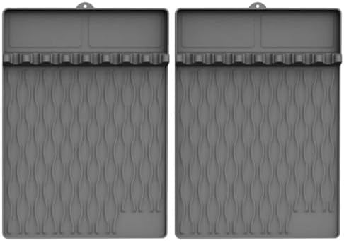 Silicone Griddle Tools Mat with Drip Pad for Blackstone – Non-Slip Spatula Rest & Side-Shelf Mat for Outdoor Grill Kitchen Counter, Heat-Resistant Grill Pad, Blackstone Griddle Accessories-Gray2-Pack by YOUCHNEGZHIFAN