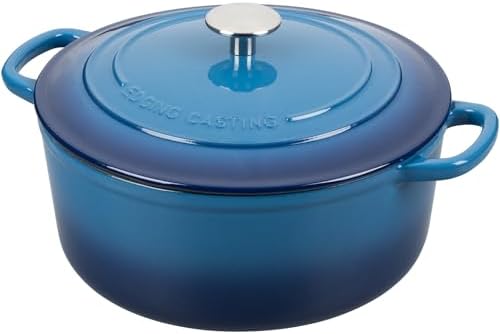 EDGING CASTING Enameled Cast Iron Dutch Oven Pot With Lid for Cooking, Bread Baking, Bread Oven, 5.5 Quart, Lake Blue - Image 2