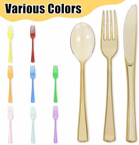 HEIPINIUYE 75 Pack Brown Clear Plastic Cutlery Heavy Duty Clear Brown Plastic Knives Forks and Spoons Disposable Silverware Set for 25 Guest Camping Birthday Baby Shower Party Utensil Set - Image 5