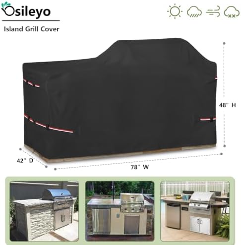 78 Inch Island Grill Cover - 600D Heavy Duty Waterproof All Weather Protection Extra Large Grill Covers,Island with Left/Right Grill Head,Grill Cover for Outdoor Grill,BBQ Cover - Image 2
