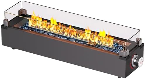 Ciays 28 Inch Tabletop Propane Fire Pit, 50000 BTU Table top Firepit with Glass Wind Guard & Glass Beads, Portable Outdoor Portable Fireplace for Patio and Camping by Ciays
