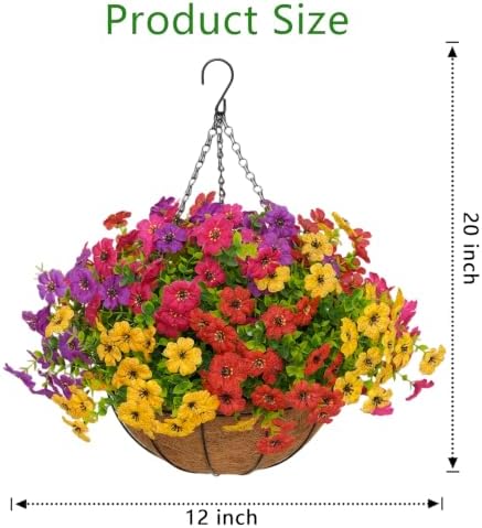 2 Set Artificial Hanging Flowers with Baskets for Outdoor Decor - Image 5