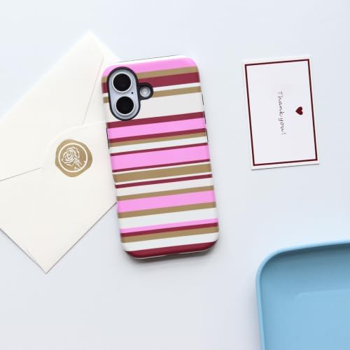 for iPhone 17 Case, Magnetic Matte Frosted Dual-Layer Striped Phone Case for Women, Retro Aesthetic Cover Compatible with Mag Safe Accessories - Berry Sage - Image 2
