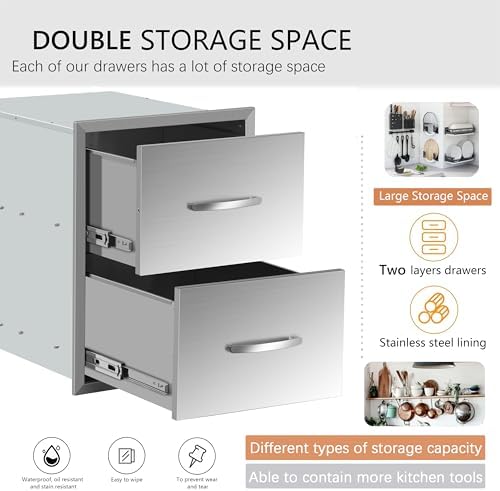 Outdoor Kitchen Double Drawers 18"W x 23"H x 23"D - Image 3