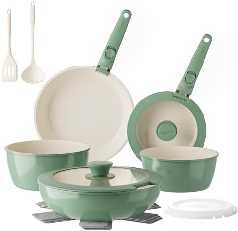 Redchef 16Pcs Ceramic Pans and Pots Set, Nonstick Cookware Set Non Toxic by Redchef
