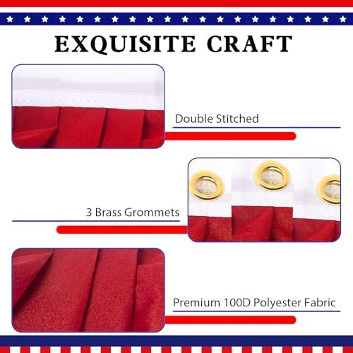 2x4 Ft American Bunting Flags Outdoor, USA Pleated Fan Flag for Outside, 4th of July Decorations Memorial Day Patriotic Flags Bunting Outdoor Indoor Decor (Set of 3) - Image 3