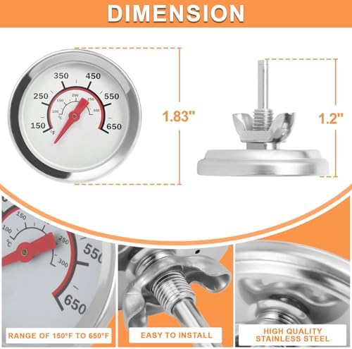 G432-8L00-W1 Lid Temperature Gauge for Charbroil Advantage 4/6 Burner Grill - Image 3