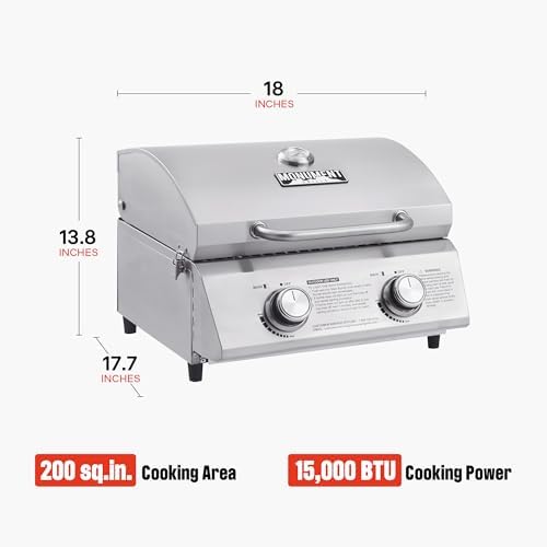 Monument Grills Tabletop Propane Gas Grill for Outdoor Portable Camping Cooking with 1 Pound Tank Adapter(2 items) - Image 3