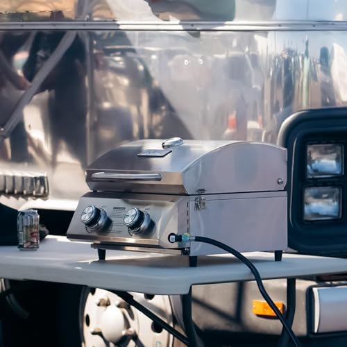 Monument Grills Tabletop Propane Gas Grill for Outdoor Portable Camping Cooking with Travel Locks, Stainless Steel High Lid, and Built in Thermometer - Image 2