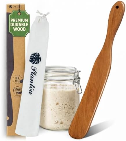 Skinny Spurtle for Sourdough Starter, Reaching Bottom of Jar Wooden Spurtle for Mixing, Acacia Wood Dough Whisk, Sourdough Bread Baking Supplies by Plant%C3%A9a