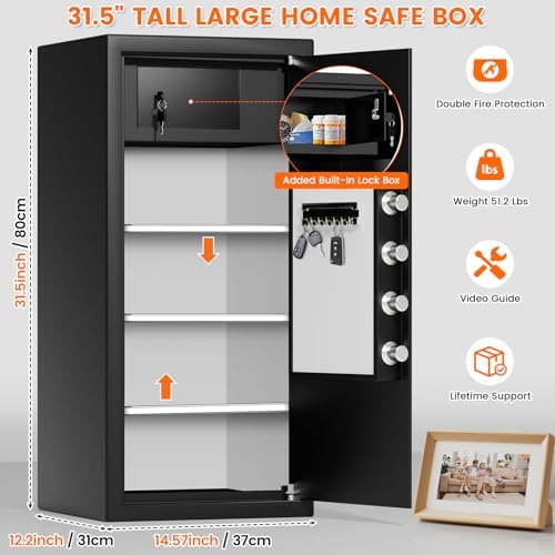 31.5"H Large Safe Box for Home & Office | 8.0 Cu Ft Heavy Carbon Steel Safe - Image 2