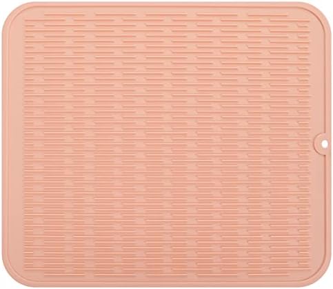 MicoYang Silicone Dish Drying Mat for Multiple Usage,Easy clean,Eco-friendly,Heat-resistant Silicone Mat for Kitchen Counter or Sink,Refrigerator or Drawer Liner Pink 2XL 24 inches x 18 inches by MicoYang