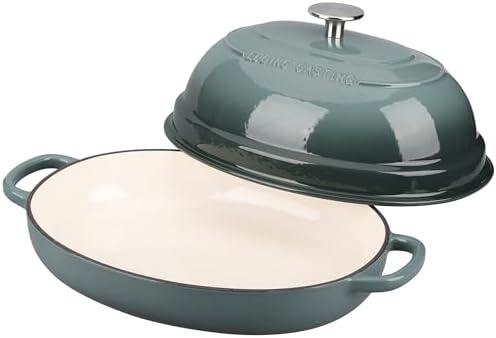 EDGING CASTING Enameled Oval Cast Iron Dutch Oven Pot with Lid, Bread Dutch Oven for Sourdough Bread Baking, Dutch Oven Bread, Bread Oven, 6QT, Slateblue - Image 4