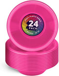 DecorRack 24 Fuchsia Plastic Bowls, 7 in Disposable 12 oz Bowl by DecorRack