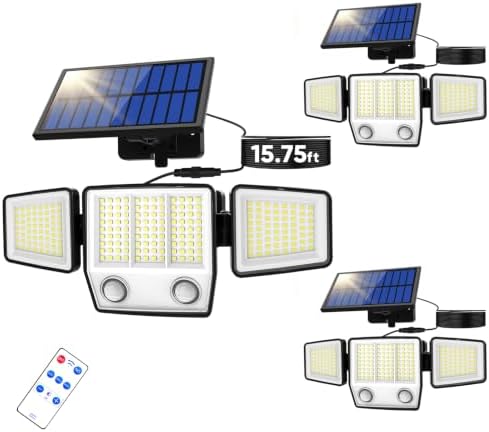 MDCMDCM Split Solar Lights Outdoor Waterproof with Dual Motion Sensors - 15.7ft Cable 3000LM Solar Security Light for Garden Patio Pathway Fence, IP65 Waterproof Solar Flood Lights for Outside by MDCMDCMSolarLightsOutdoor