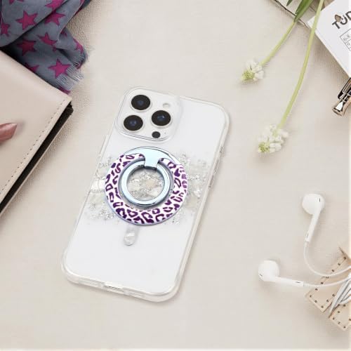 Magnetic Phone Ring for MagSafe Grip, Super Magnet Twinkle Design Ring Holder Stand, MagSafe Accessory for iPhone 17/16/15/14/13 Pro Max Plus，Purple Leopard - Image 7