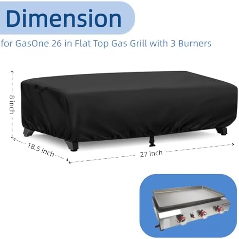 27 Inch Mini Gas Grill Cover for GasOne 26 in Flat Top Gas 3 Burner Grill - Image 2