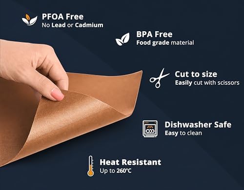 BBQ Copper Grill Mats for Outdoor Grill Mat (5 Pack) 100% Non-Stick Heat-Resistant Grilling Mats for Outdoor Grill, Reusable Grill Topper, Easy Clean BBQ Accessories for Outdoor Grill Cooking Mat - Image 5