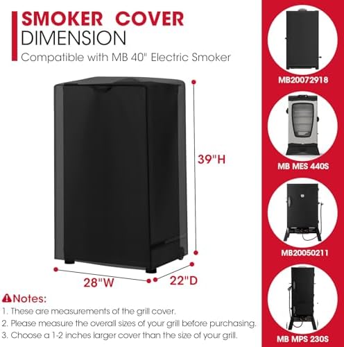 Unicook 40 Inch Electric Smoker Cover Waterproof, 28" W x 22" D x 39" H - Image 2