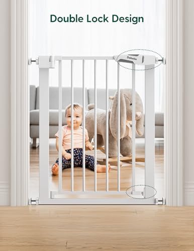 Bebelio 26–28.5" Narrow Baby Gate, No Driiling, PressGuard P7, White - Image 5