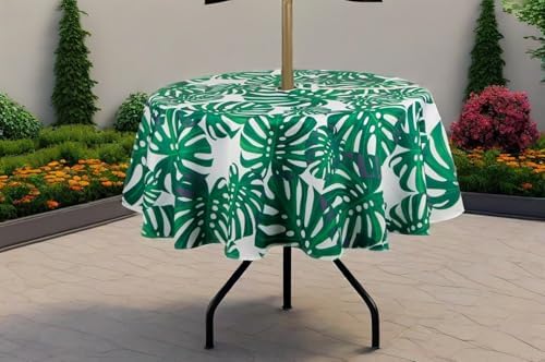 SUQ I OME Patio Umbrella Tablecloth, Leaf Green, 60'' Round with Zipper - Image 6