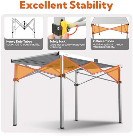 Join Nature 46.4" Large Camping Table for 2-6 People, Heavy Duty Foldable - Image 5