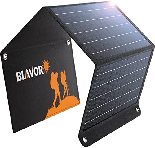 BLAVOR 30W Foldable Solar Panel Outdoor Charger, USB-A QC3.0 24W USB-C DC by BLAVOR