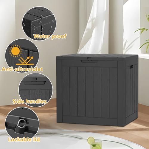 40 Gallon Resin Deck Box, Outdoor Storage Box, Waterproof UV Resistant Lockable，Weatherproof Organizer for Patio Furniture Cushions, Pool Accessories, Garden Tools, Indoor & Outdoor Use, Black - Image 4